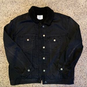 Old Navy Boyfriend Sherpa-Lined Black Jean Jacket